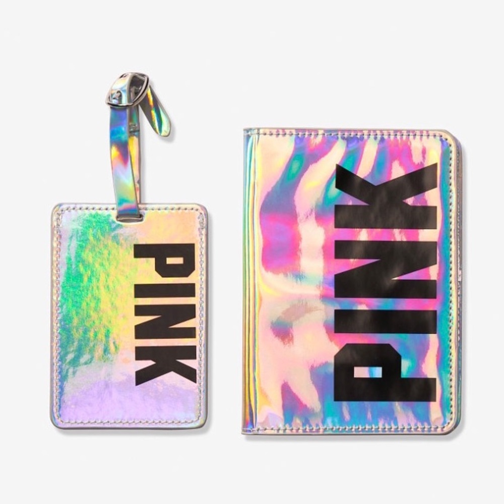 Vs PINK Iridescent Luggage Tag and Passport Holder